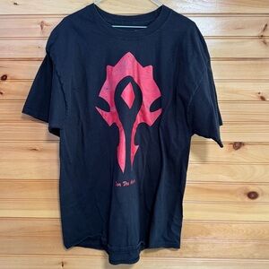 World of Warcraft For the Horde Hanes Custom Ink Black Red Tee XL (46/48)